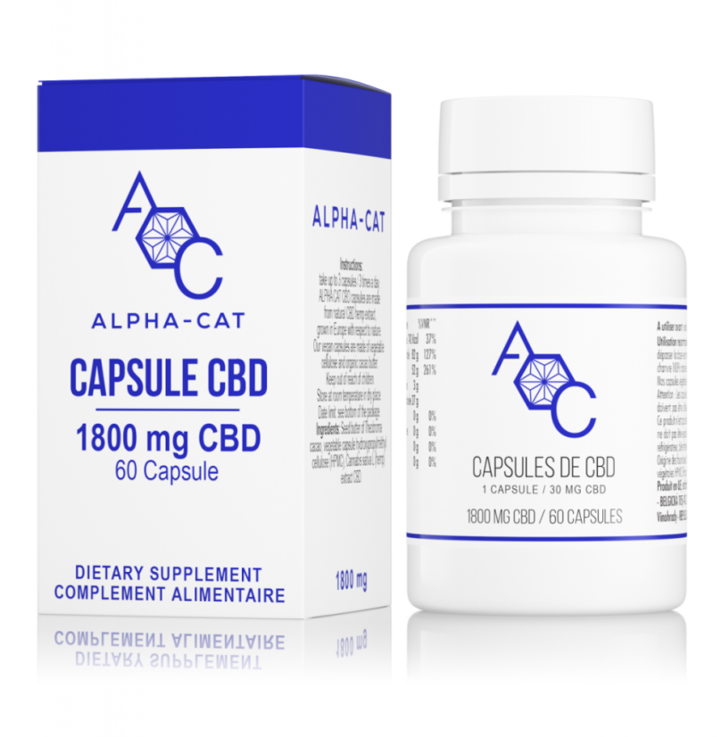 Alpha-CAT Konopné CBD kapsule 60x30mg, 1800 mg