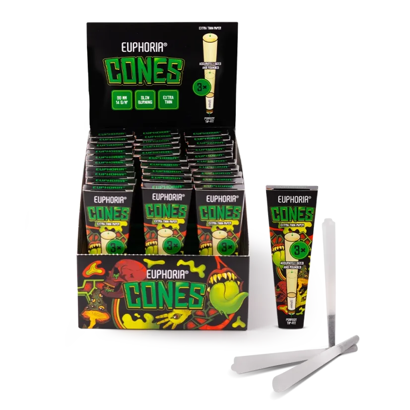 Euphoria Cônes Slim Kingsize + Filtres, 3 pièces