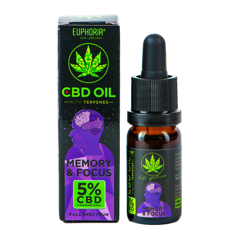 Euphoria Olio CBD 5% con terpeni 10 ml, 500 mg - Memory & Focus