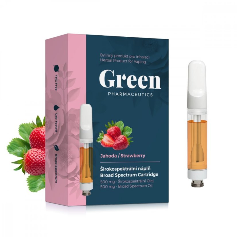 Green Pharmaceutics Broad Spectrum Inhaler Refill - Căpșuni, 500 mg CBD