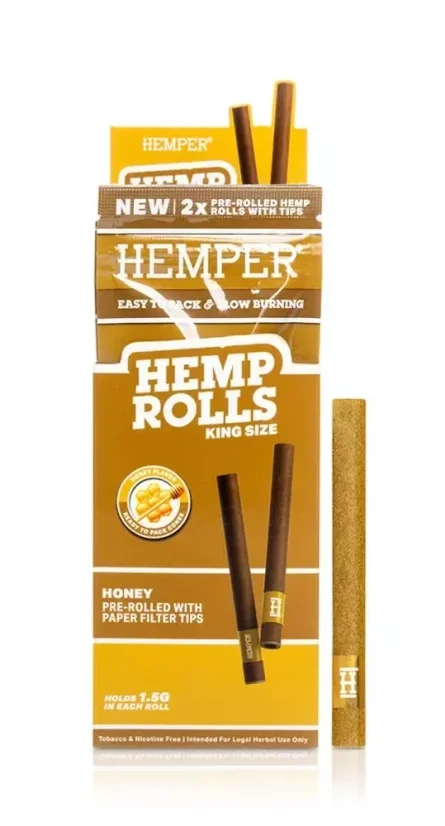 HEMPER Hamppupaperit King Size Paper Tip -kärjellä 2 kpl - Honey
