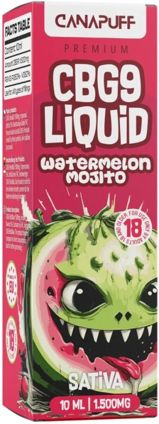 CanaPuff CBG9 folyékony görögdinnye Mojito, 1500 mg, 10 ml