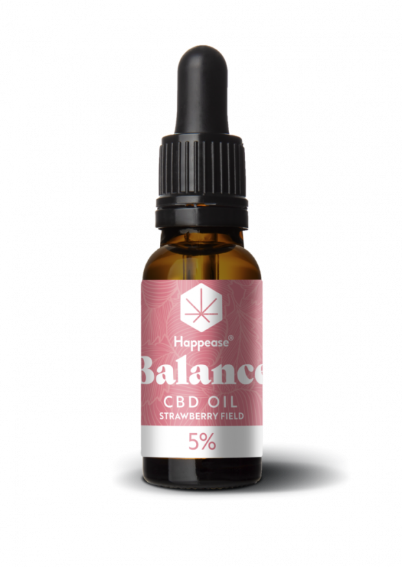 Aceite de CBD Happease Balance Campo de Fresa, 5% CBD, 500 mg, 10 ml
