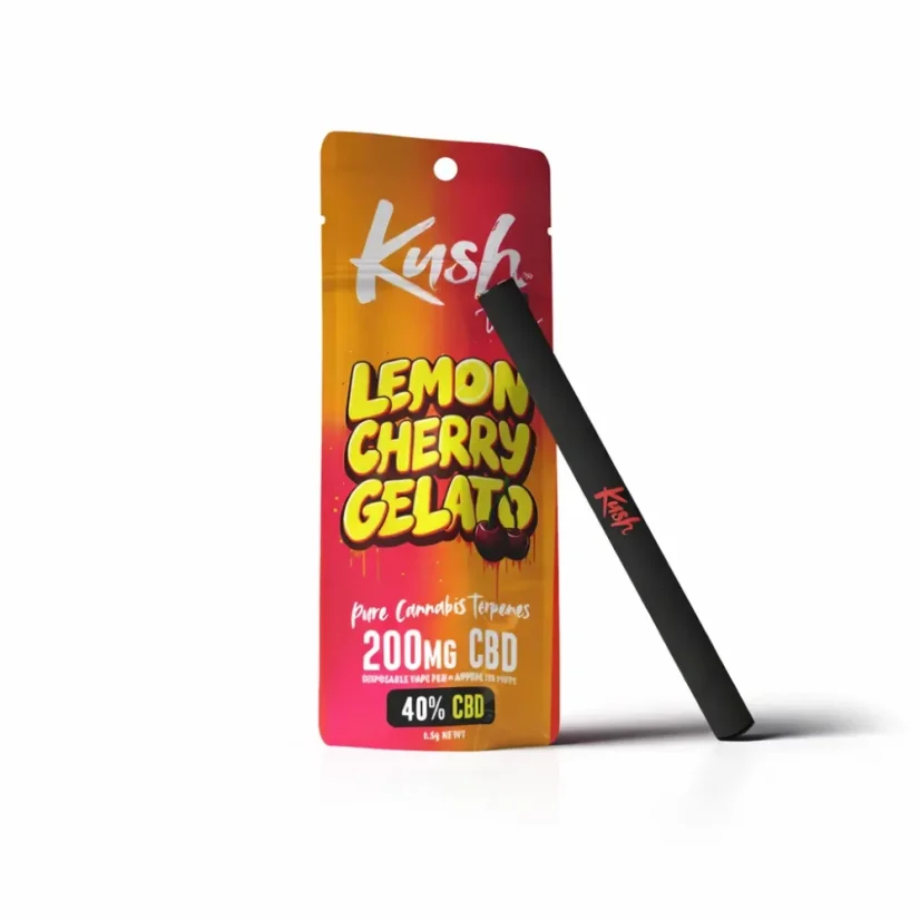 Kush Vape penna svapo CBD Lemon Cherry Gelato, 200 mg CBD, 0,5 ml