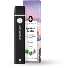 Hemnia Premium Funkční H4CBD a CBD Vape Pen Spiritual Center – 50 % H4CBD, 45 % CBD, Tulsi, Gotu Kola, Šalvěj, 1 ml