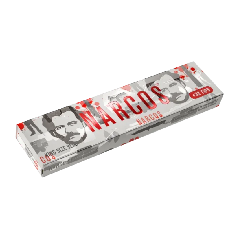 Narcos Papel de liar King Size Slim de edición limitada + boquillas - diseño aleatorio
