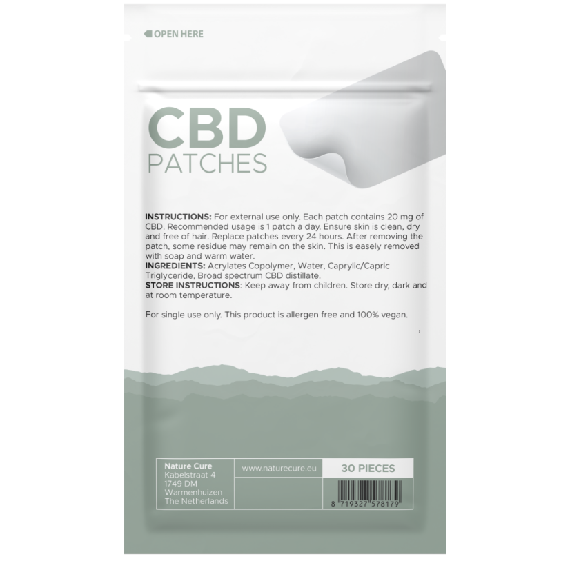 Nature Cure - CBD Breitspektrum Pflaster, 450 mg CBD, 30 Stück x 15 mg, (34 g)