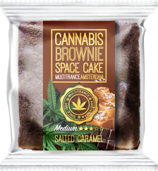 Brownie au caramel salé au cannabis (saveur sativa moyenne) - Carton (24 paquets), 2400 g