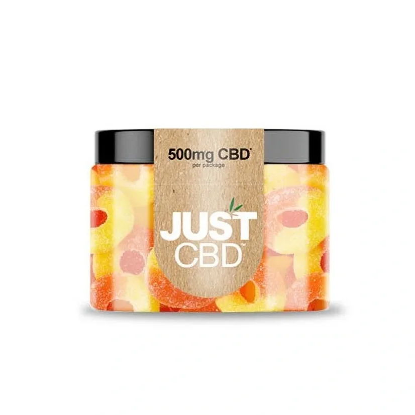 JustCBD Guminukai Persikas Žiedai 250 mg - 3000 mg CBD