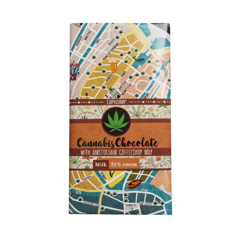 Euphoria Chocolat au lait au chanvre avec carte des cafés - Amsterdam, 80 g