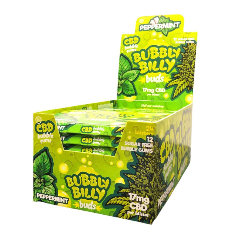 Konopí Bubbly Billy Máta peprná guma bez THC, 17mg CBD