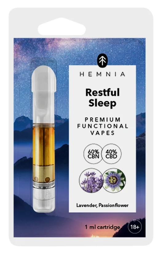 Hemnia Картридж Restful Sleep - 40 % CBD, 60 % CBN, лаванда, пасифлора, 1 мл