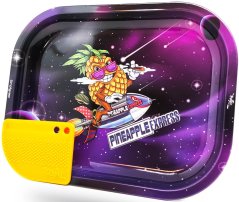 Best Buds Tavă mică de rulare din metal Pineapple Express cu card de râșniță magnetică