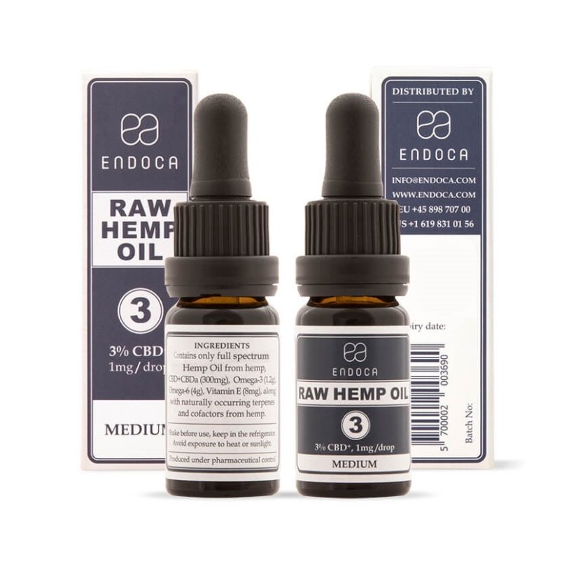 Endoca RAW Huile de chanvre 300 mg CBD + CBDa (3%), 10 ml