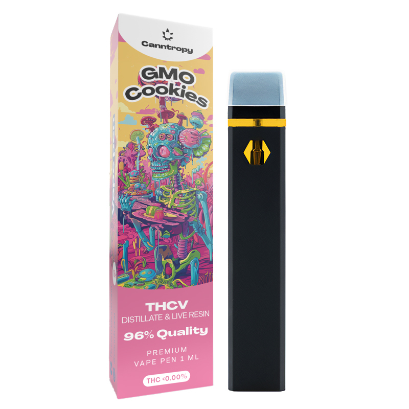 Canntropy THCV vienkartinis Vape Pen GMO Cookies gyvos dervos terpenai, THCV 96% kokybė, 1 ml