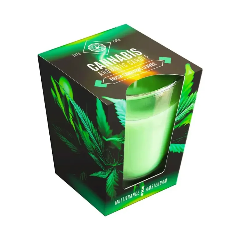 Aromatická sviečka - konope a čerstvé konopné listy s vôňou