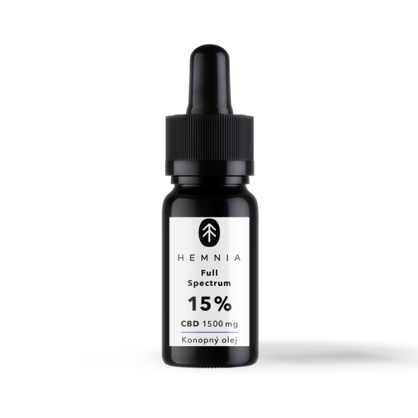 Hemnia Ulei de cânepă CBD cu spectru complet 15%, 1500 mg, 10 ml