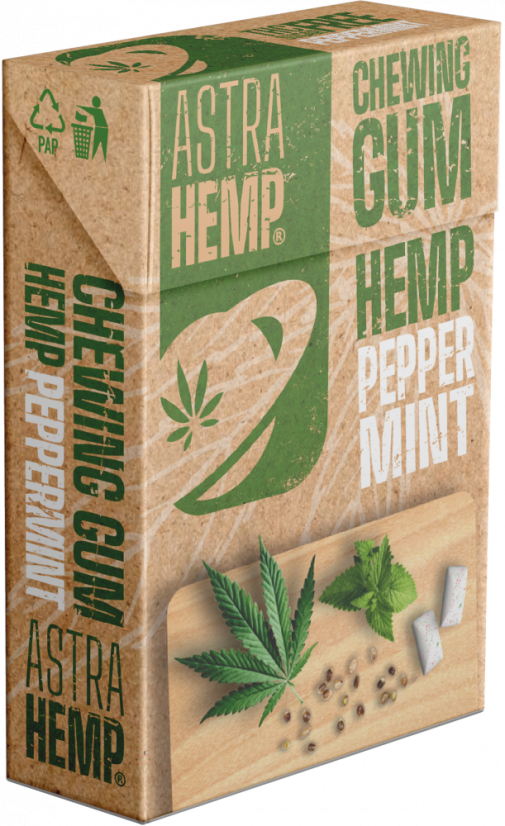 Astra Hemp Peppermint Cannabis Chewing Gum (Senza Zucchero), 24 g