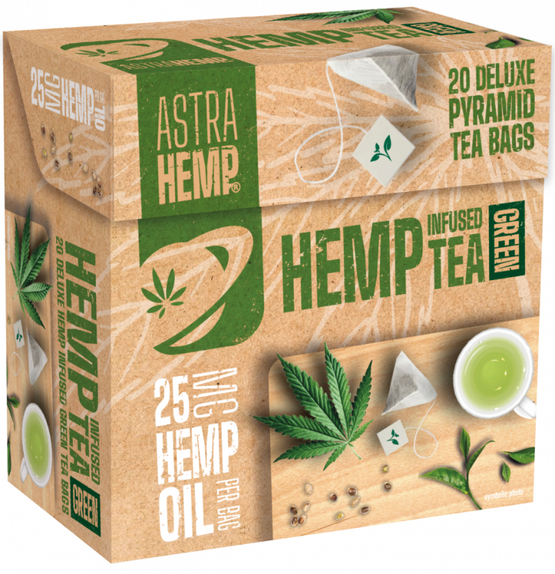 Astra Hemp Green Tea 25 mg конопено масло (кутия от 20 пакетчета чай Pyramid), 40 g