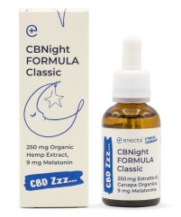 Enecta CBNight Formula Classic Ulei de cânepă cu melatonină, 750 mg extract de cânepă organică, 90 ml