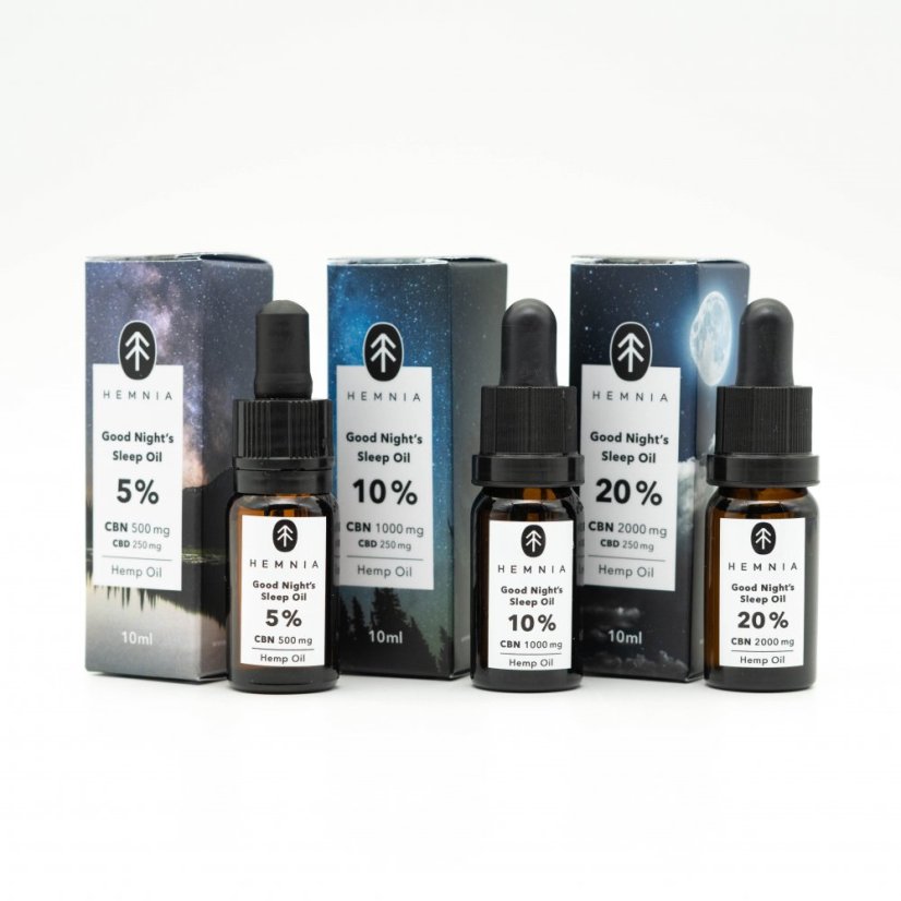Hemnia Somn de Noapte Buna Ulei de cânepă 20%, 6000 mg CBN, 750 mg CBD, 30 ml