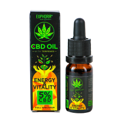 Euphoria CBD Olie 5% met terpenen, 10 ml, 500 mg - Energie & Vitaliteit