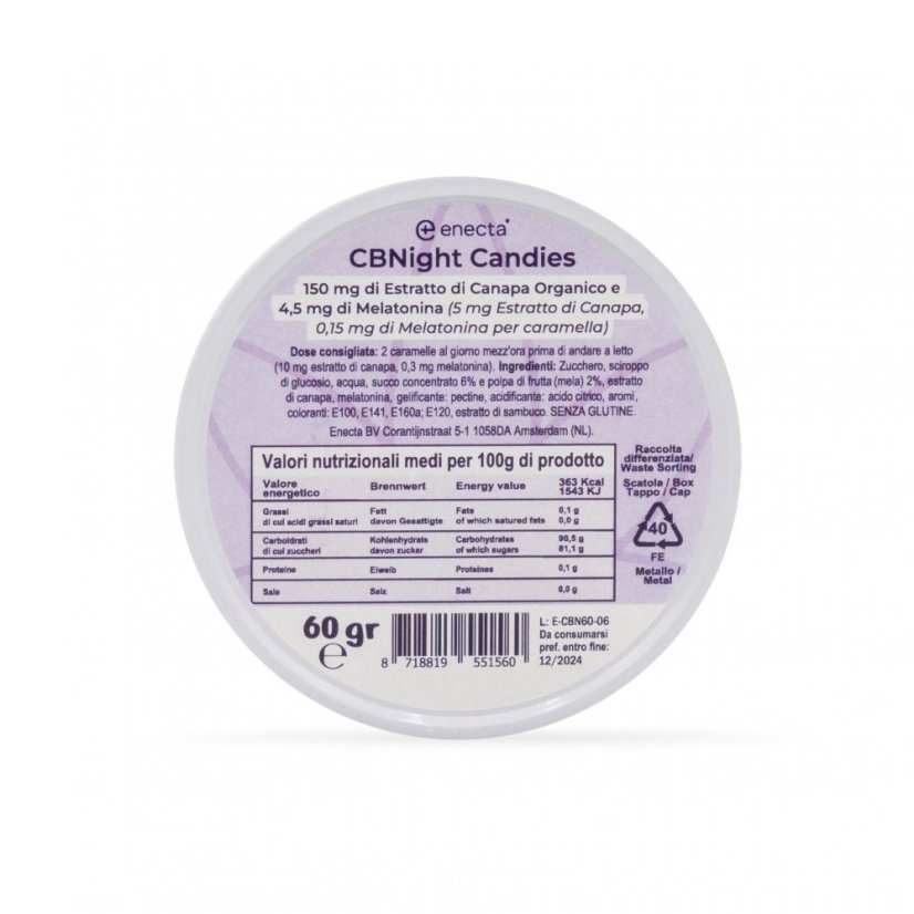 Enecta CBNight Gummies 30 pcs, 150 mg CBD, 4,5 mg mélatonine, 60 g
