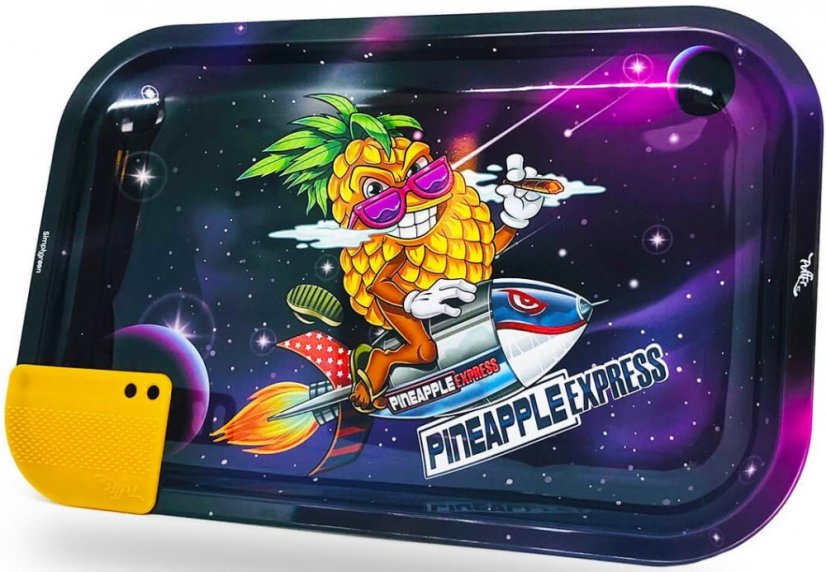 Best Buds Superhigh Pineapple Express velik kovinski pladenj za valjanje z magnetno kartico za mletje