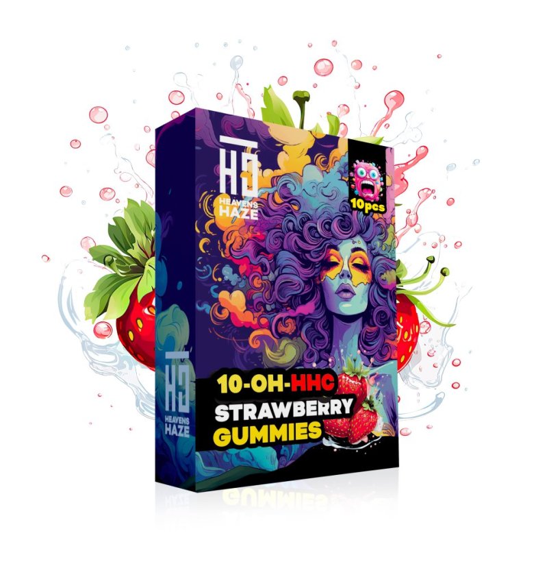 Heavens Haze 10-OH-HHC Gummies Capsuni, 10 buc x 40 mg, 400 mg 10-OH-HHC