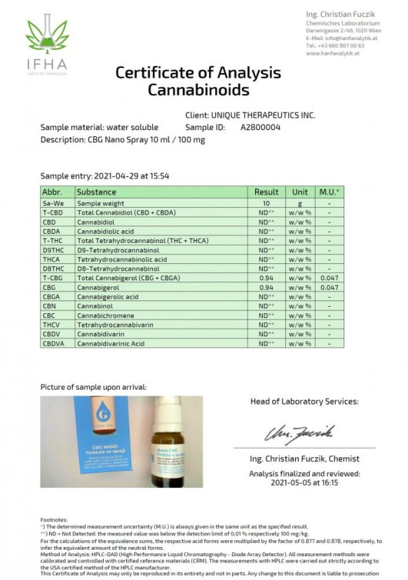 Green Pharmaceutics Nano CBG Spray - 100 mg, 10 ml