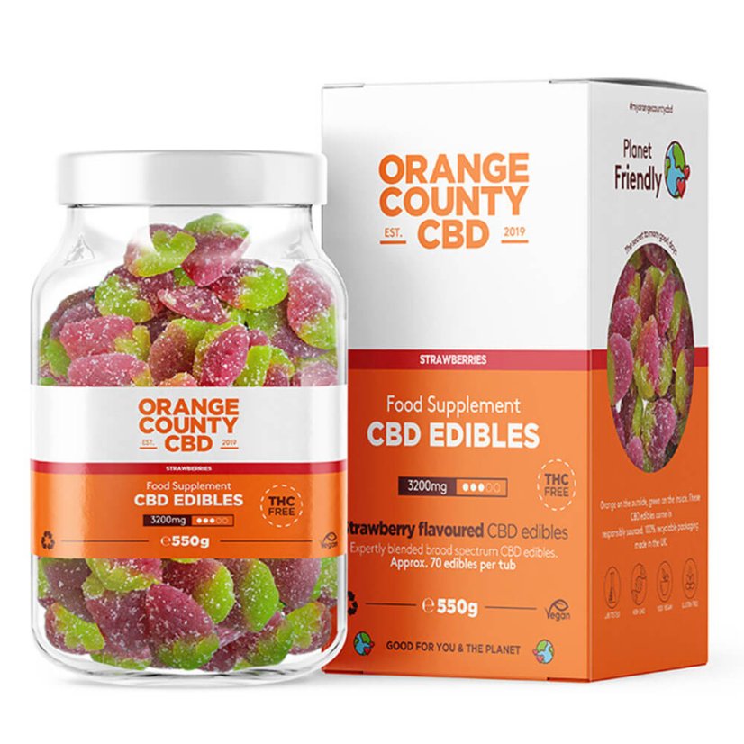 Orange County CBD Gummies Strawberries, 70 buc, 3200 mg CBD, 550 g