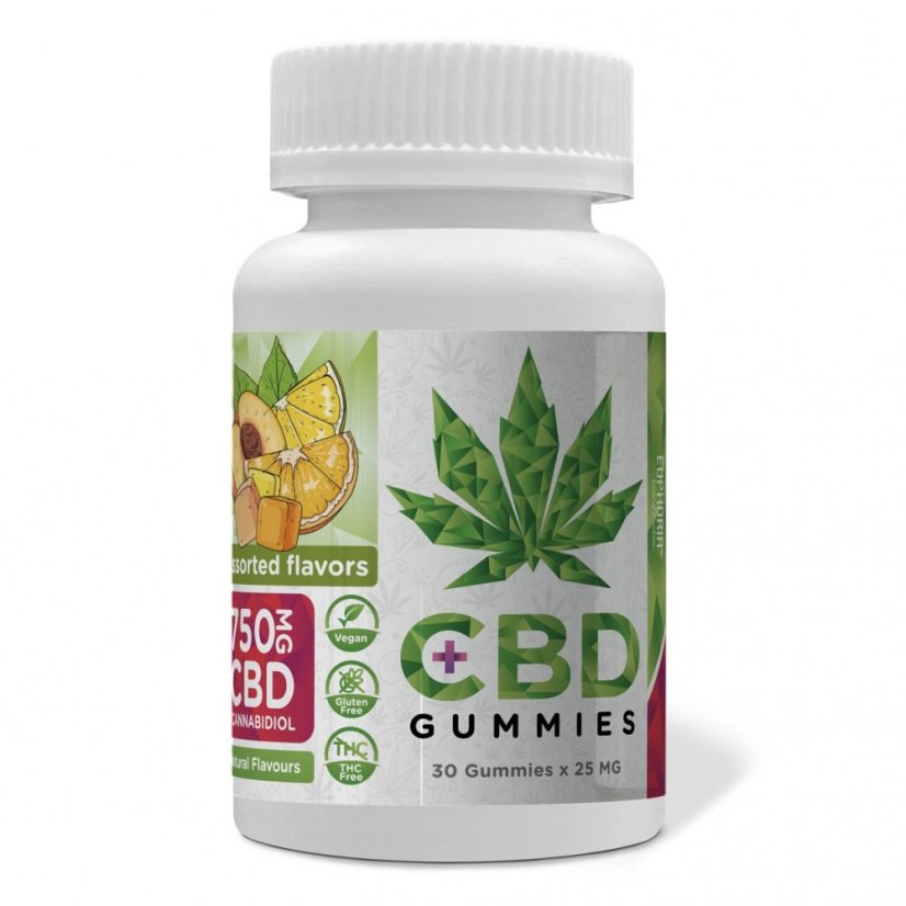 Euphoria Campuran Permen Karet CBD 750 mg CBD, 30 buah x 25 mg Euphoria Campuran Permen Karet CBD 750 mg CBD, 30 buah x 25 mg
