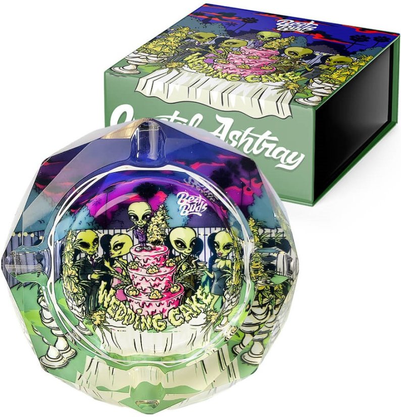 Best Buds Kristallaschenbecher mit Geschenkbox, Hochzeitstorte
