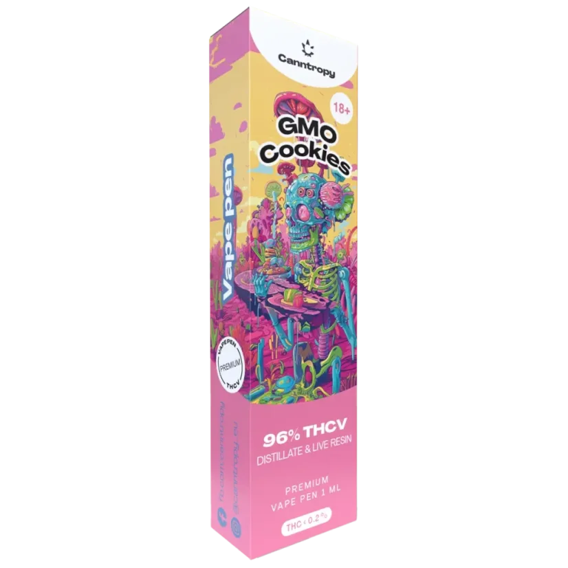 Canntropy THCV Disposable Vape Pen GMO Cookies žive smole terpeni, THCV 96% kakovost, 1 ml