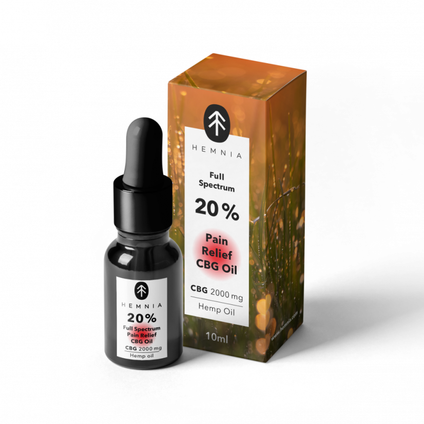 Huile CBG Hemnia à spectre complet pour le soulagement de la douleur - 20% CBG, 5% CBD, 2000 mg, 10 ml
