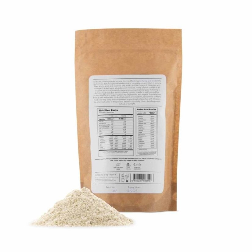 Endoca Pudră de proteine organice de cânepă crudă, 250 g