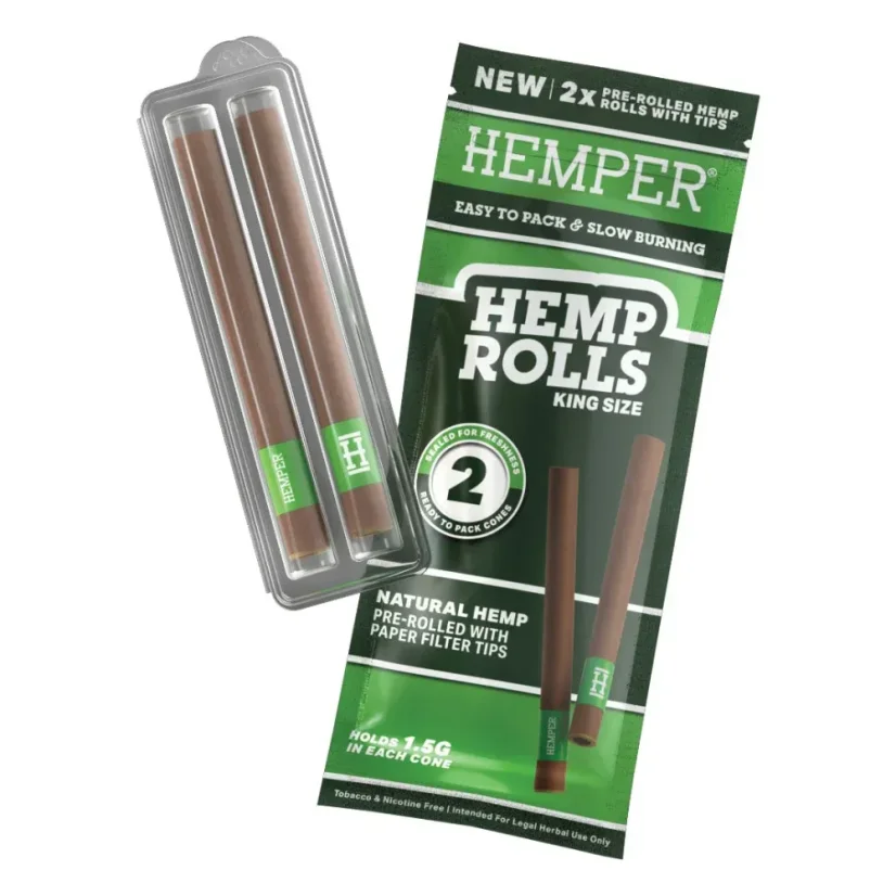 Foițe HEMPER King Size + Vârf de Sticlă 2 buc - Natural
