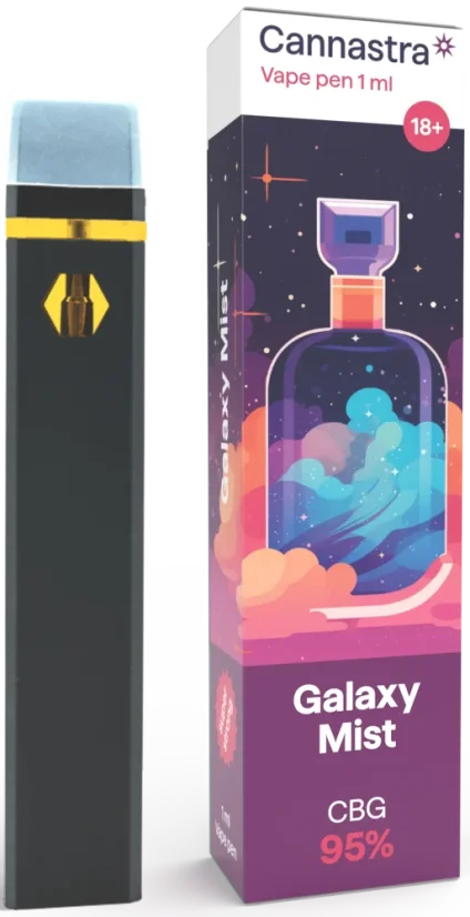Cannastra CBG Kertakäyttöinen Vape Pen Galaxy Mist, CBG 95 %, 1 ml