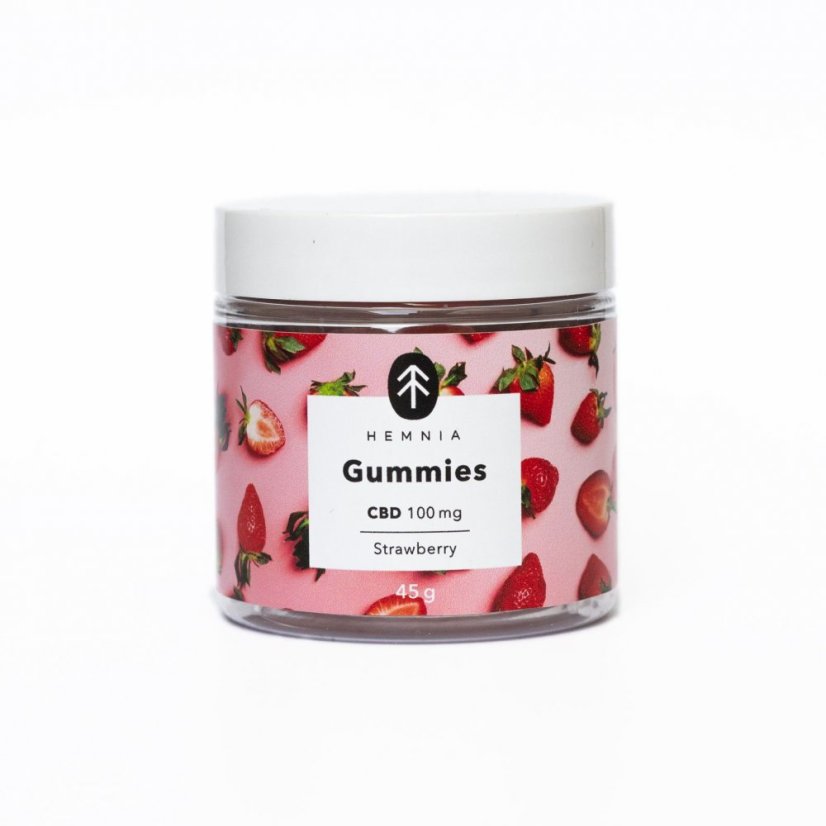 Hemnia Bonbons au CBD, fraise acidulée, 100 mg de CBD, 20 pièces x 5 mg, 45 g