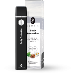 Hemnia Premium Functional CBC ja CBG Vape Pen Body Protection - 20 % CBC, 75 % CBG, basilika, kaneli, kamomilla, 1 ml