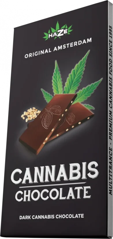 HaZe Cannabis Chocolat Noir aux graines de chanvre - Carton (15 barres)