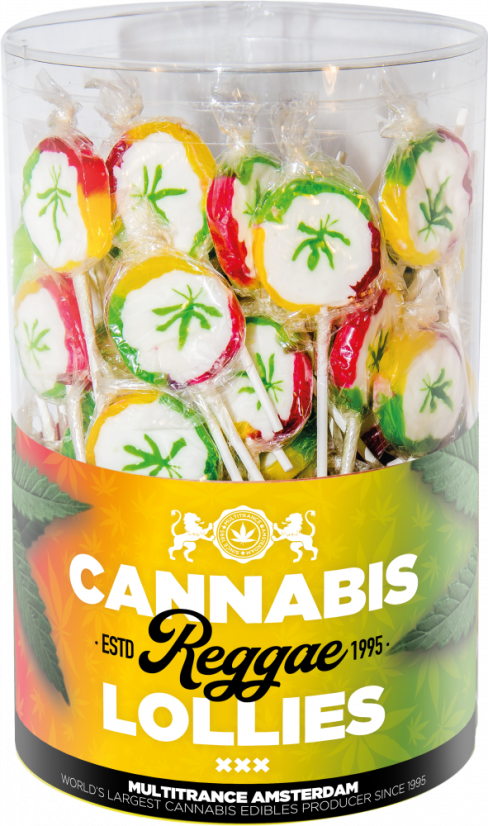 Cannabis Reggae Lollies - Displaycontainer (100 Lollies), 1300 g