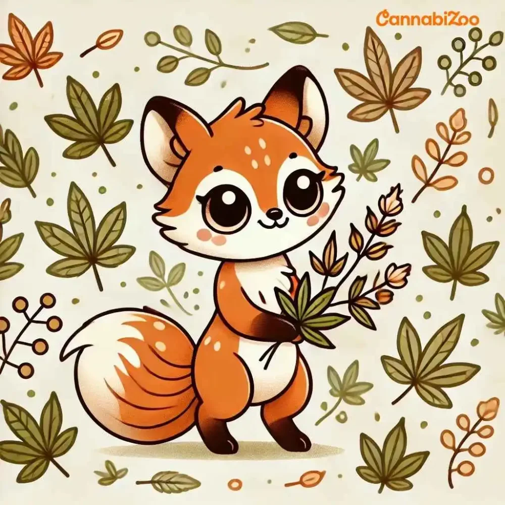 A fox collects hemp leaves, which are used to make hemp ointment