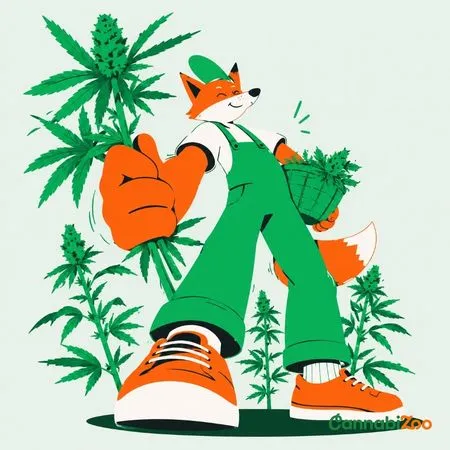 Un renard ramasse des feuilles de chanvre, utilisées pour fabriquer l'onguent de chanvre